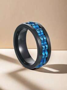 1 szt. Obrotowy pierścień zębaty ze stali tytanowej, pierścień na palec z motywem koła zębatego łagodzącego stres i przeciwlękowego