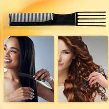 黑色沙龙造型梳 10支装碳纤维卷翘梳 手工挑染发梳 碳纤维分叉梳 造型梳 女士发梳
