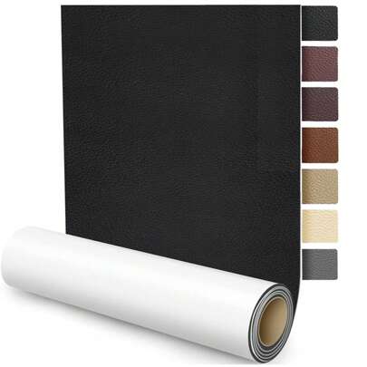118 pulgadas Cinta adhesiva de parches - Pegatina negro/marrón para sofás, sillones, muebles, asientos de coche, sillas, chaquetas, bolsos (Vinilo de PU)