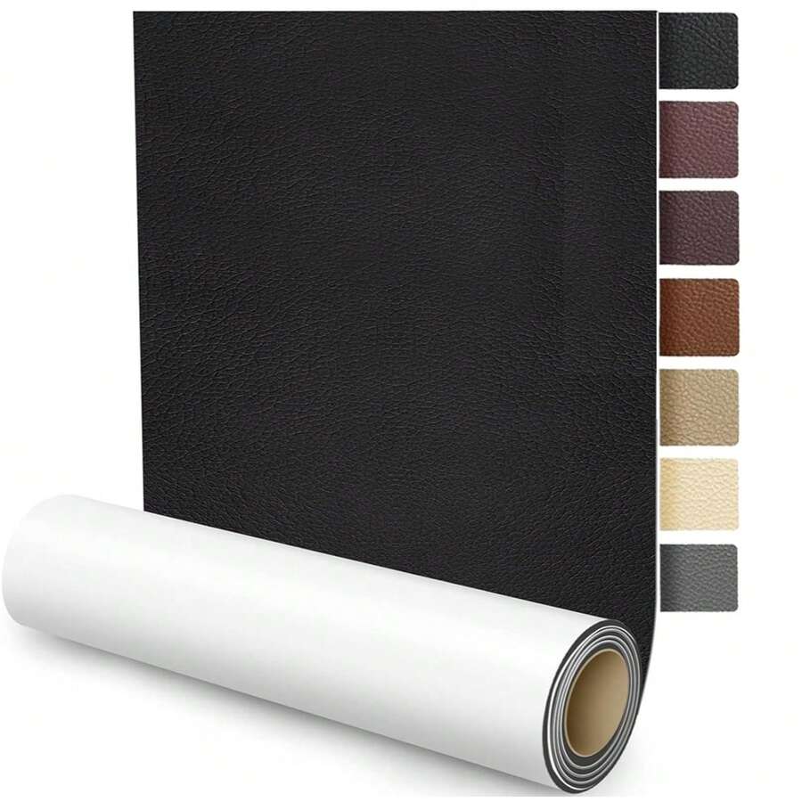 118 Inch Self-Adhesive Leather Repair Patch Tape - Black/Brown Faux Leather Sticker, Suitable For Sofa, Bench, Furniture, Car Seat, Chair, Jacket, Bag (PU Vinyl)