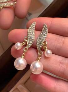 1pair Faux Pearl Dangle Earrings/Stud Earrings, Fashionable, Elegant, Classic, New, Luxury, Suitable For Any Occasions