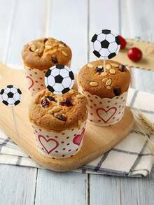 100 件/套足球俱乐部杯主题蛋糕装饰竹签水果串派对装饰品 - 彩色 - 查看 2