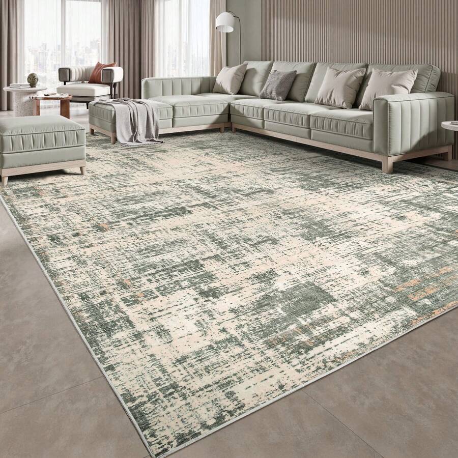 Sour Lemon Living Room Carpet 200x300, Washable Bedroom Short Pile Abstract Carpet, Very Soft And Thin Summer Living Room Carpet Non-Slip For Living Room Bedroom - Gray Green - View 1