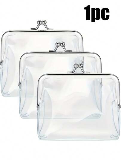 1pc Retro Coin Purse, Women's Short Wallet, Retro Transparent Coin Purse, Portable Mini Cosmetic Bag, Women's Travel Cosmetic Bag, Coin Purse, Exquisite And Easy To Carry, Travel, Home Storage, Travel Essential, Dormitory Supplies, Wedding Bride Gift, Mother's Day Gift, Best Friend Gift, Birthday Gift, Souvenir