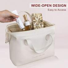 1 件防水 PU 皮革化妆包，大容量优雅手提包，适合日常必需品和洗漱用品，多功能拉链旅行化妆收纳盒，适合女士户外旅行，馈赠佳品