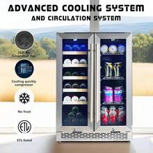 24-Inch Dual Zone Wine & Beer Fridge, Built-In Or Freestanding Beverage Refrigerator With Adjustable Shelves And Glass Door, Holds 20 Bottles & 207 Cans, 34–68℉ For Kitchen Bar Office - Dual Zone-78 Cans+20 Bottles - View 8