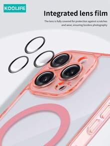 1pc Koolife Magnetic Wireless Charging Full Body Protective Case With Lens Film, Anti-Fall Airbag, PC+TPU Material, Compatible With IPhone 17 Pro Max/17/17 Pro/17 Air/11/12/12 Pro/12 Plus/13/13 Pro/13 Pro Max/14/14 Pro/14 Pro Max/15/15 Plus/15 Pro/15 Pro Max/16/16 Plus/16 Pro/16 Pro Max/16e - Pink - View 9