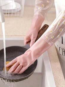 2 pièces Gants de vaisselle en gelée de couleur Gants de nettoyage ménager antidérapants épais Gants en caoutchouc de cuisine pour la vaisselle Épaississement Protection Durable