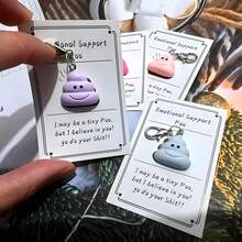 1/3/6/12 件情感安慰卡 - 有趣的微笑便便口袋拥抱带卡，送给朋友家人的恶作剧礼物 - 硅胶钥匙扣套装派对礼物、生日礼物、送给朋友和家人的礼物、送给自己的礼物、钥匙扣 - 彩色 - 查看 7