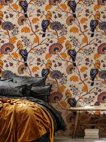 SUPSTICKER 3 件复古花卉、水果和鸟类图案墙面装饰贴纸（无粘合剂，用户需要购买胶水），适用于墙壁、浴室、橱柜、房间壁纸墙纸墙贴房间装饰 - 彩色 - 查看 7