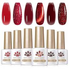 Born Pretty Esmalte de uñas de gel rojo para otoño e invierno, 6 colores, rojo oscuro, burdeos, sangre, cereza, rojo vino, esmalte de uñas de gel para remover, diseño de arte de uñas, salón de - Sangre María - View 3