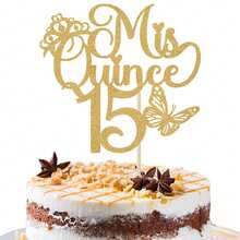 1pc Mis 15 Quince Cake Topper, Feliz 15 Anos,Cheers To 15 Years Old Cake Decor,Spanish Happy 15th Birthday Anniversary Party Decoration Supplies - Multicolor - View 15