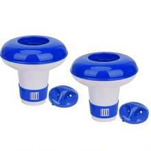 2 piezas Termómetro de piscina flotante, dispensador de cloro flotante, de gran capacidad y liberación ajustable, pastillas para piscina de 5 pulgadas, esenciales de playa, accesorios de playa