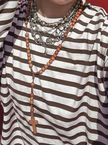 Striped Full Sleeve T-Shirts Streetwear Casual O-Neck Loose Fit Tees Simple All-Matched Autumn Oversized Tops For Women