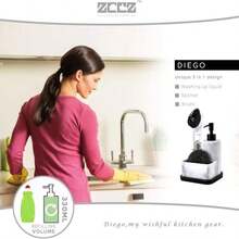 Zccz Soap Dispenser With Sponge Holder, Marble Look Liquid Hand And Dish Soap Dispenser Pump Bottle And Sponge Holder 2 In 1 For Kitchen Sink Bathroom Counter Storage And Organization - Hiệu ứng đá cẩm thạch trắng - Xem 2