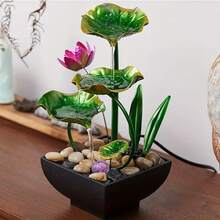 3-Tier Tabletop Waterfall Fountain, Creative Waterfall Fountain, Bedroom Indoor Fountain,, Relaxing Sound For Office And Bedroom Decoration, Tabletop Waterfall Fountain With Circulating Water, TV Cabinet, Writing Desk, Office Desk, Home Decoration, Room Decoration, Relaxing Arts And Crafts Decoration For Moving Into A New Home Holiday Gift - màu xanh lá - Xem 2