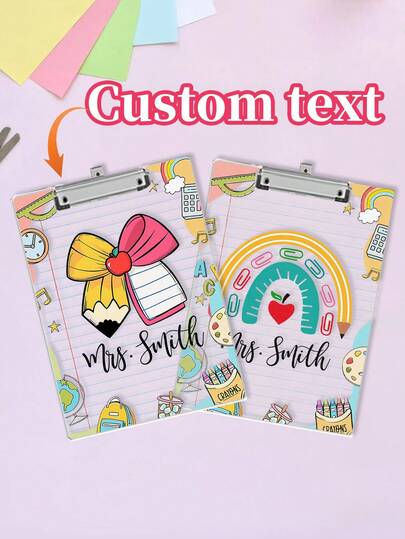 1 pieza Portapapeles personalizado para maestros, regalos para maestros, de vuelta a la escuela, portapapeles personalizado con el nombre del maestro, útiles escolares, regalo para maestros nuevos, regalos personalizados, decoraciones navideñas, útiles escolares para maestros, disponible en dos tamaños, decoración de oficina