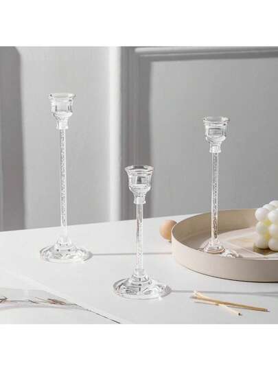 1 pezzo / 3 pezzi / 4 pezzi / 6 pezzi Elegante e raffinato portacandela acrilico a cono, portacandela in stile romantico europeo, portacandela smontabile, portacandela per candele a cilindro, portacandela a cilindro, portacandela antiscottatura, portacandela romantico europeo per cena a lume di candela, matrimonio, decorazione, portacandela per quattro stagioni, per decorazione centrale del tavolo