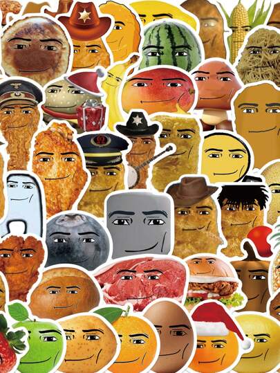 58pcs Funny Winning Smile-Chicken Nugget Meme Stickers - Decorative Stickers For Mobile Phone Case, Notebook, Tablet, Water Cup, Skateboard, Guitar, Party Packaging Box, Luggage, Cup,School Supplies,Back To School