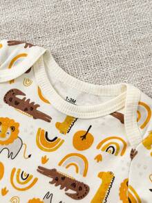 4 PCS Infant Boy Girl 0-12 Months Pure Cotton Casual Short Sleeves Cute Cartoon Baby Bodysuits Four Seasons - Multicolor - View 4