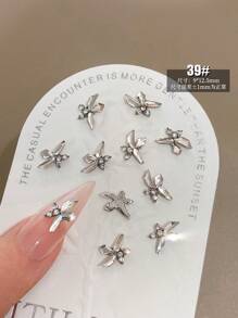 5Pcs/30Pcs/50Pcs Mixed Size Luxury Nail Rhinestone Decorations, New Sparkling Alloy Stacked Rhinestone, Crystal Oblique Heart & Square Nail Charms, Diy Nail Supplies Nails Nail Gems