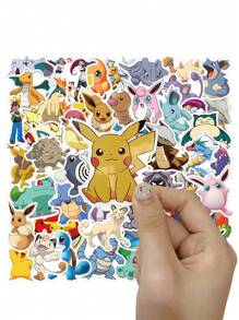 pokemon 50pcs Pokemon Cartoon Graffiti Stickers, Decorative Stickers For Scrapbooking, Gifts, Student Handmade Materials, Waterproof Stickers For Car, Luggage, Cup, Stationery