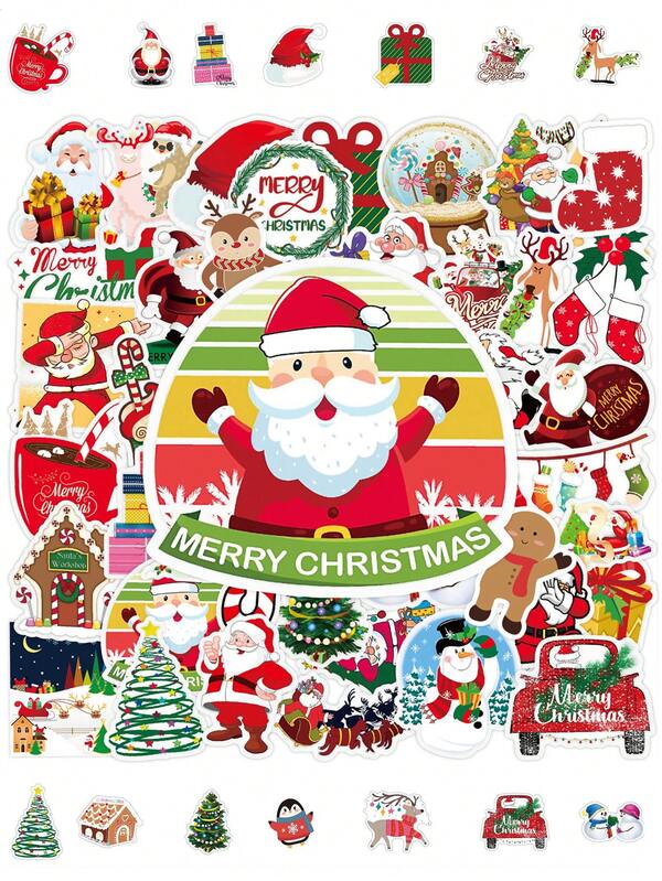 Christmas Sticker Cartoon Anime Figure Father Christmas Gift Image Stickers Manual DIY Puzzle Paster Mini-Game Waterproof Sticker Festival Gifts Party Gifts A Birthday Present Luggage Notebook Computer Mobile Phone Decoration Sticker New HOT Figures Water Bottle Stickers Games