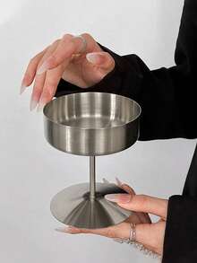 1pc Ins 风格不锈钢冰淇淋杯布丁杯高脚冰淇淋甜品杯冷饮果汁杯 - 彩色 - 查看 6