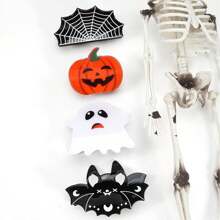 1/2/5pcs Halloween Hair Clips, Suitable For Women & Girls, Pumpkin, Spider Web, Bat, Acrylic Clips, Banana Clips, Non-Slip Halloween Hair Accessories