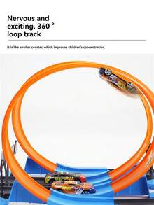 14pcs/18pcs/23pcs/32pcs Children Metal Alloy Racing Car Track Toy Set With 360 Degree Loop, Indoor Outdoor Interactive Playset, Suitable For 3-12 Years Old Boys And Girls, Christmas Gift (Random Car Styles And Colors) - Multicolor - View 7