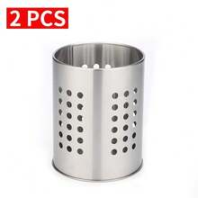 2PCS Stainless Steel Cutlery Stand Kitchen Sink Tidy Utensil Holder Rack Drainer - Silver - View 1