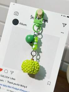 1 件 3D 生动水果铃铛学生背包吊饰，橙子、火龙果、菠萝、桑葚装饰