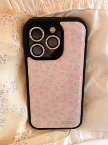 Funda protectora para teléfono con flores primaverales y estilo floral, con tratamiento de epoxi negro compatible con iPhone 16, 15, 14, 13, 12, 11, Pro Max y 13Pro, diseño lindo y dulce para niñas, a prueba de golpes