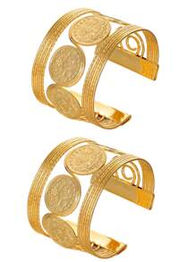 New 2025 Dubai Fashion Gold Coin Copper Alloy Bracelet, Exquisite Rhinestone Geometric Bangle, Suitable For Wedding Party Wear Jewelry