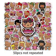 SANRIO 50张可爱黑色贴纸，卡哇伊创意三丽鸥卡通DIY装饰贴纸，适用于手机、笔记本电脑、日记本、吉他、文具等，防水材质 - 彩色 - 查看 7