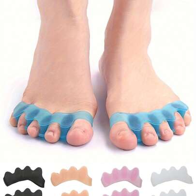 2个装柔软硅胶趾间分离器，可重复使用，用于矫正和保护脚趾，不含酒精的趾间拉伸器