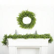 Couronne de pin de Norfolk pour la porte d'entrée, couronne de pin de Norfolk au toucher réel, couronne verte artificielle réaliste, décoration de vacances pour la décoration de la maison