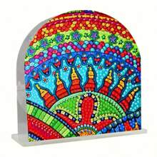 1 pieza Kit de pintura de diamantes de bricolaje para adultos, caja de pañuelos con patrón de globo aerostático arcoíris, adecuado para principiantes para hacer una caja de pañuelos con forma irregular con diamantes incrustados, decoración de escritorio, regalo artesanal de pintura de diamantes para el hogar