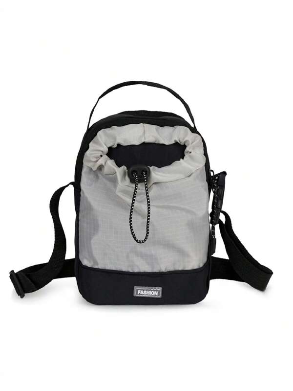 1 pezzo Borsa a tracolla casual in poliestere tinta unita con laccio, adatta per l''uso quotidiano in primavera/estate, per ragazzi e ragazze