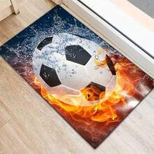 夏季足球主题升级地毯！激情足球，适用于运动室、卧室、游戏室、客厅，防滑多功能地毯 - 黃色 - 查看 4