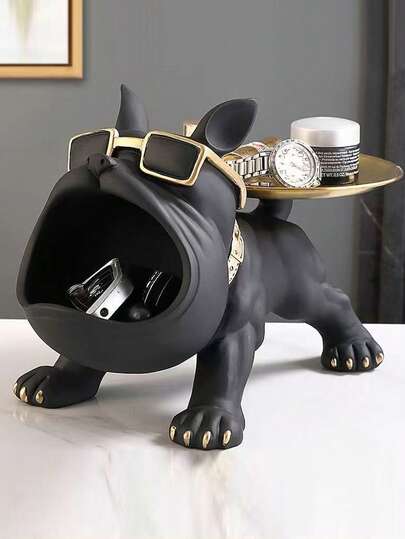 New Unusual Storage Box Bulldog Entrance Hall Entryway Storage Tray Decor, Can Hold Watches, Keys, Jewelry, Candy, Also Can Be Used As An Ashtray, The Dog Comes With A Tray