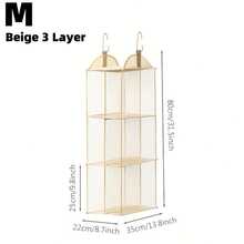 1 件隔层悬挂手提包收纳架可折叠可拆卸透明包袋收纳架衣柜壁橱节省空间的存储系统钱包包收纳架用于存放各种物品，如衣服、包、娃娃、鞋子