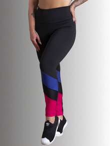 Women's High Waist Fitness Leggings With Braided Leg Detail Gym Workout RIQ Modas - 藍色 - 查看 2
