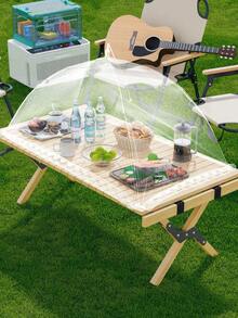 1pc White Insect And Mosquito-Proof Folding Cover, Vegetable Cover Can Be Disassembled And Washed Mesh Food Cover, Dining Table Cover Insect-Proof Cover For Camping Or Restaurant