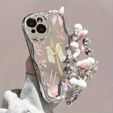 Funda para teléfono (1 unidad) con diseño de ondas electrochapadas y cadena de perlas. Protección completa contra golpes y caídas. Elegante accesorio compatible con las series 11, 12, 13, 14, 15, 16 Pro y Pro Plus. - Colores mixtos 3 - Ver 8