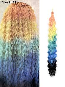 1-Pack 24 Inch Deep Wave Hair Extensions - Rainbow Colored Synthetic Extensions With Water Wave Pattern For Music Festival Carnival & Daily Glam Festival Hair Essential - Multicolor - View 9