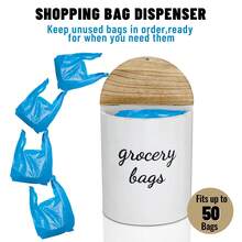 Rustic Grocery Bag Holder, Wall Mount Plastic Bag Holder Organizer With Lid, Farmhouse Bag Holder For Plastic Bags, Trash Bag Dispenser Organizer For Home & Kitchen Organization And Storage - trắng - Xem 5