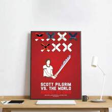 1pc/3PCS Wall Arts Posters Optional Frame Wall Decor,Room Decor Vintage Pop Retro Movie Scott Pilgrim VS The World Poster High Definition Art Waterproof Home Living Room Bedroom Bar Aesthetics Decoration