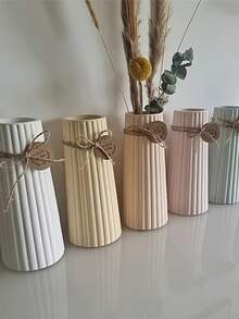 条纹高矮硅胶花瓶模具套装，优雅的设计，大号圆形硅胶干花花瓶模具 - 多功能混凝土和石膏工艺铸造工具，适用于树脂、石膏和水泥铸造 - DIY 工艺品和家居装饰必备