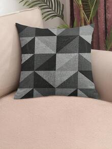 (4 Units) 45x45 Cushion Covers – 2 Plain And 2 Printed – Assorted Colors - AL - Đen-Xám Tam Giác - Xem 3
